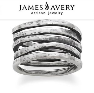 James Avery Retired Stacked Hammered Ring